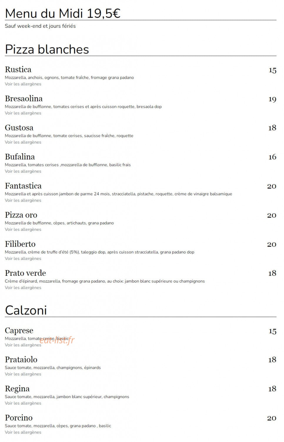 Chez Filiberto — carte page 2
