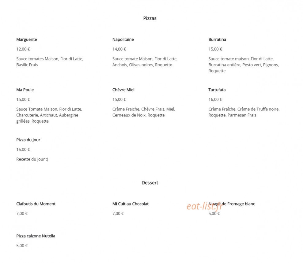 Chez ma Poule — carte page 1