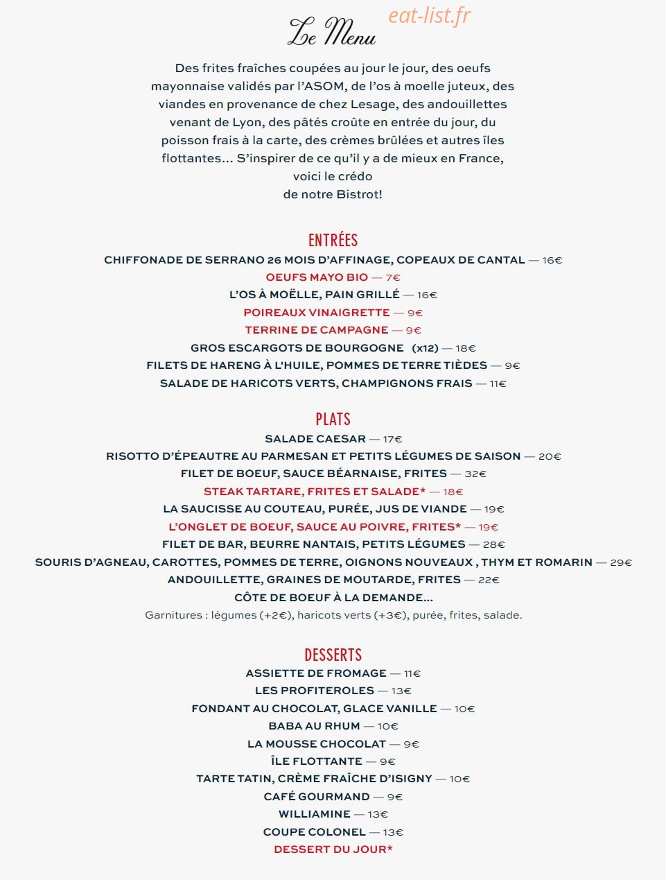Chez Martine — carte page 1