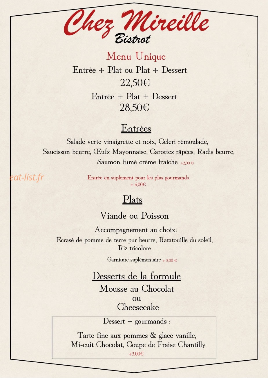 Chez Mireille — carte page 2