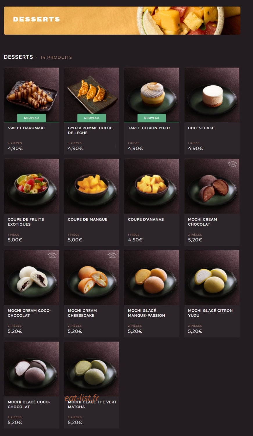 Côté Sushi — carte page 12