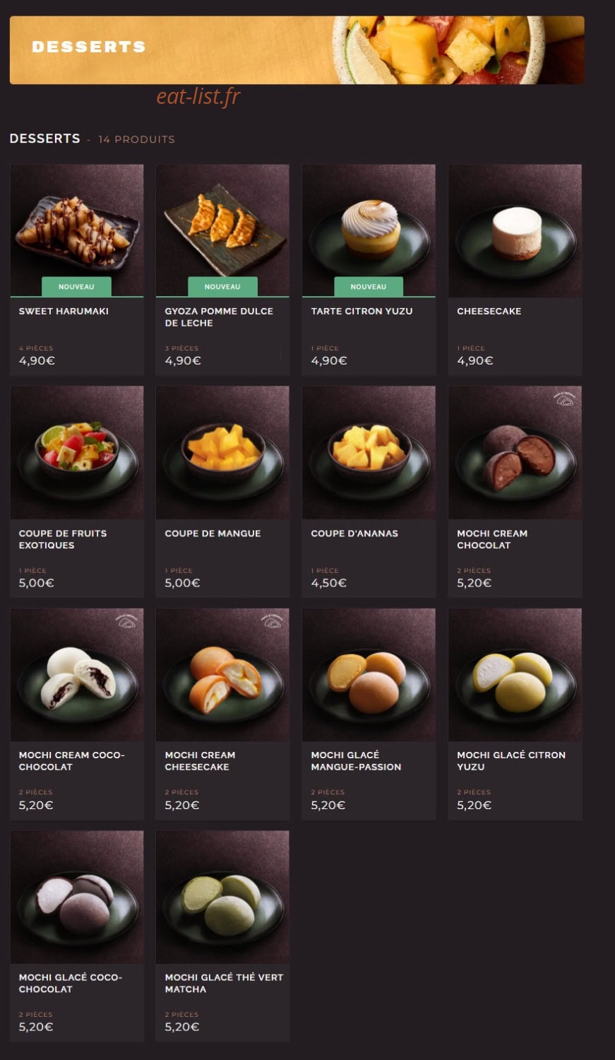 Côté Sushi — carte page 12