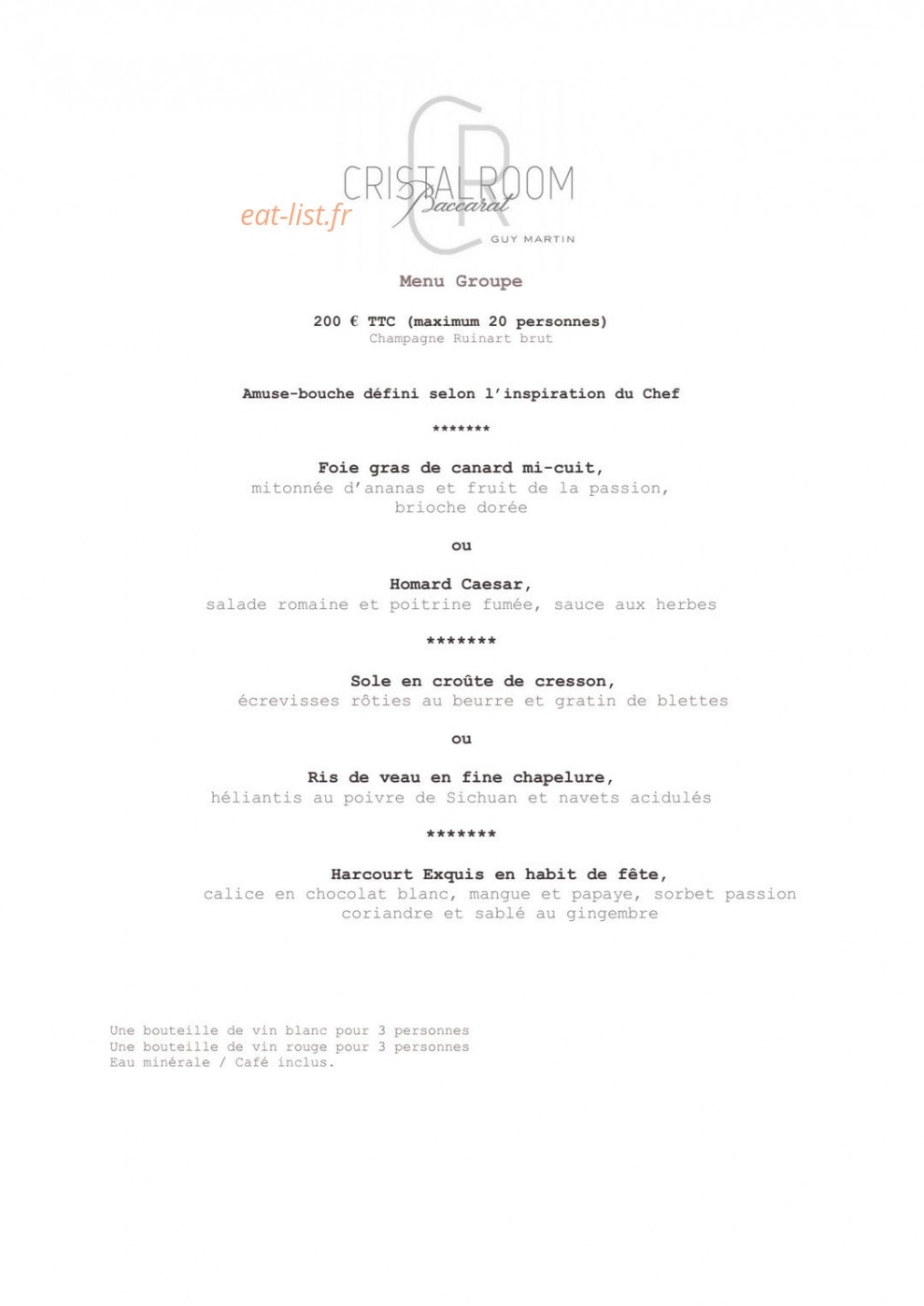 Cristal room — carte page 6