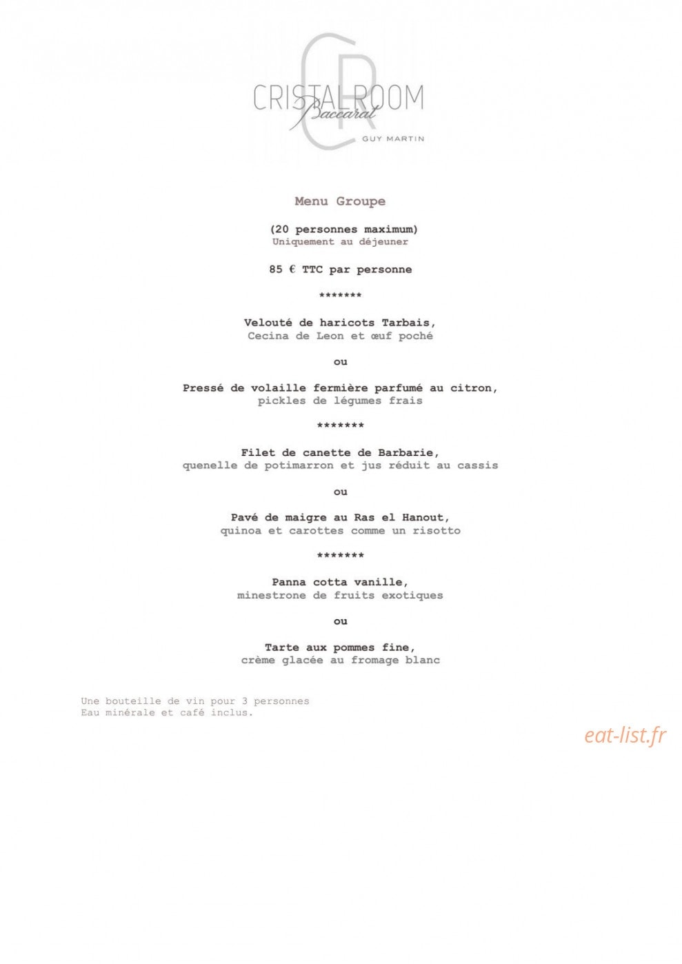 Cristal room — carte page 4