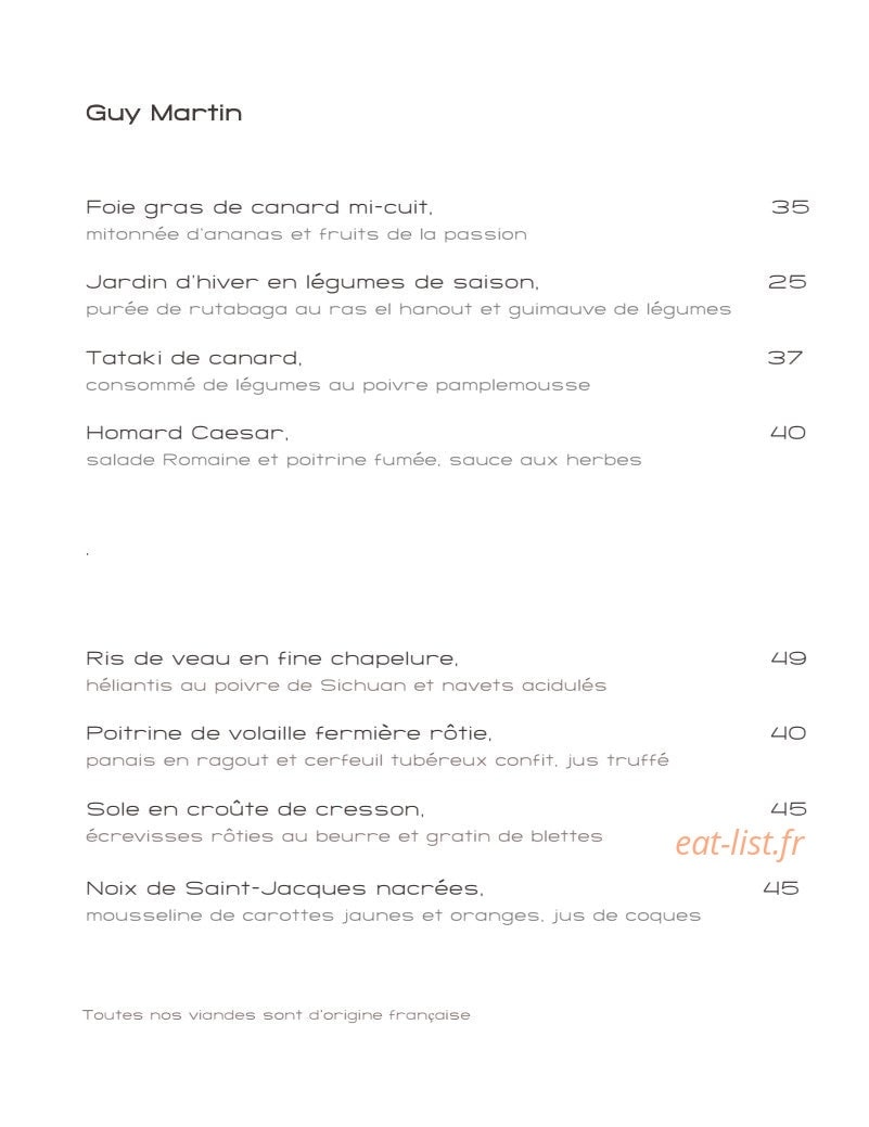 Cristal room — carte page 1