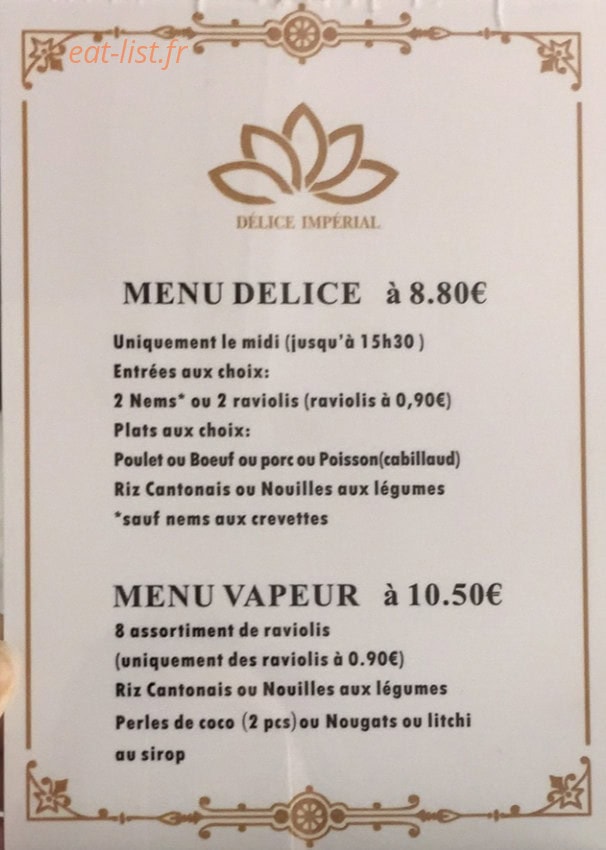 Délice Impérial — carte page 1