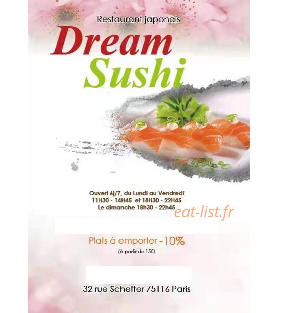 Dream Sushi — carte page 1