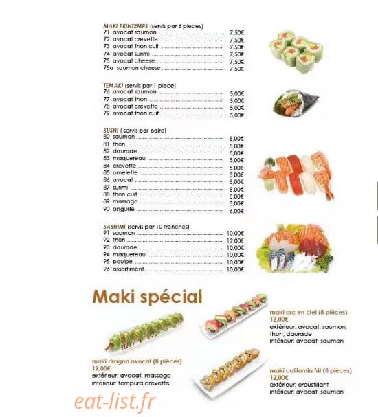Dream Sushi — carte page 3
