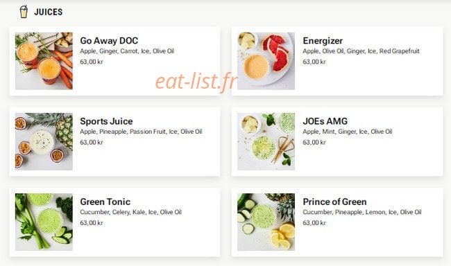 Joe & the Juice — carte page 8