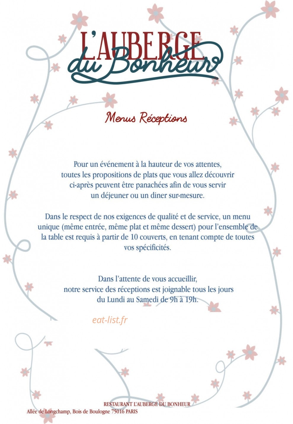 L'Auberge du Bonheur — carte page 2