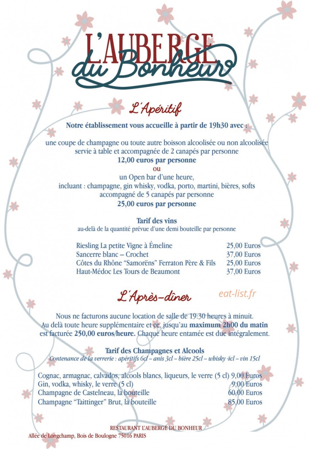 L'Auberge du Bonheur — carte page 6
