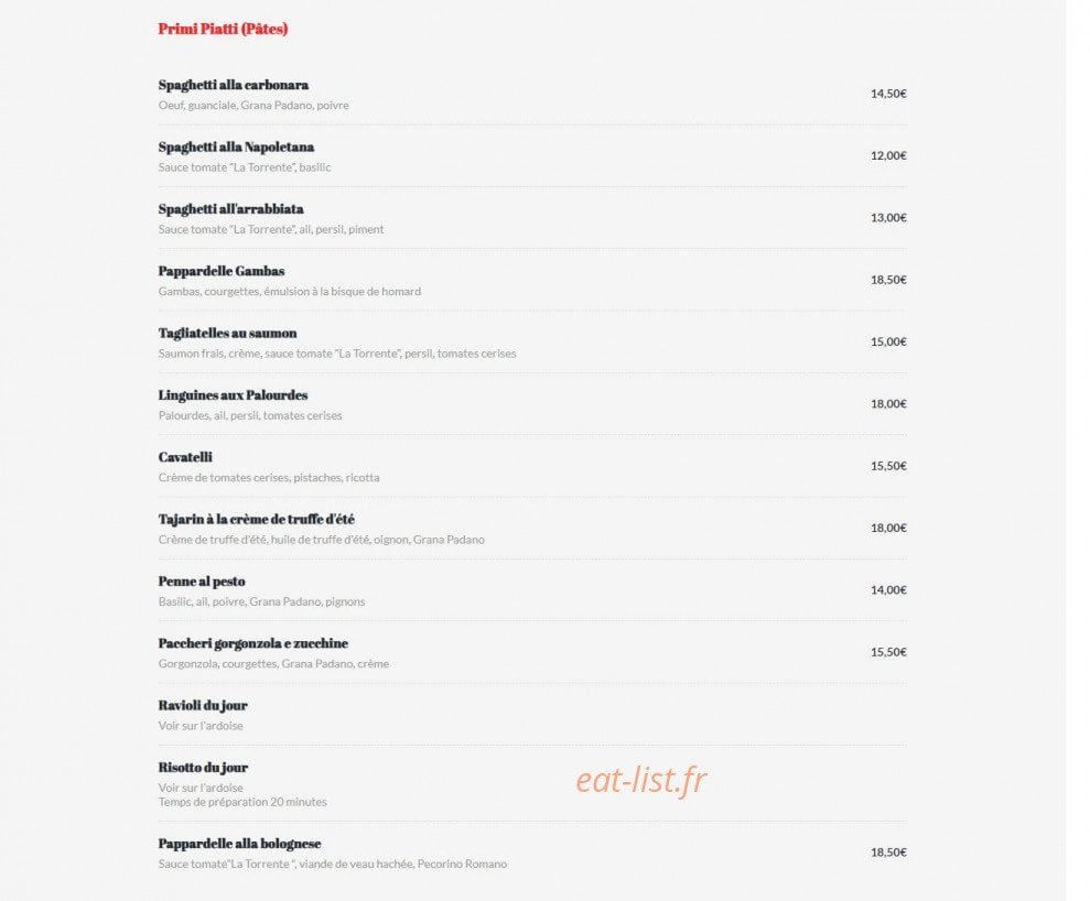 La Cantina — carte page 2