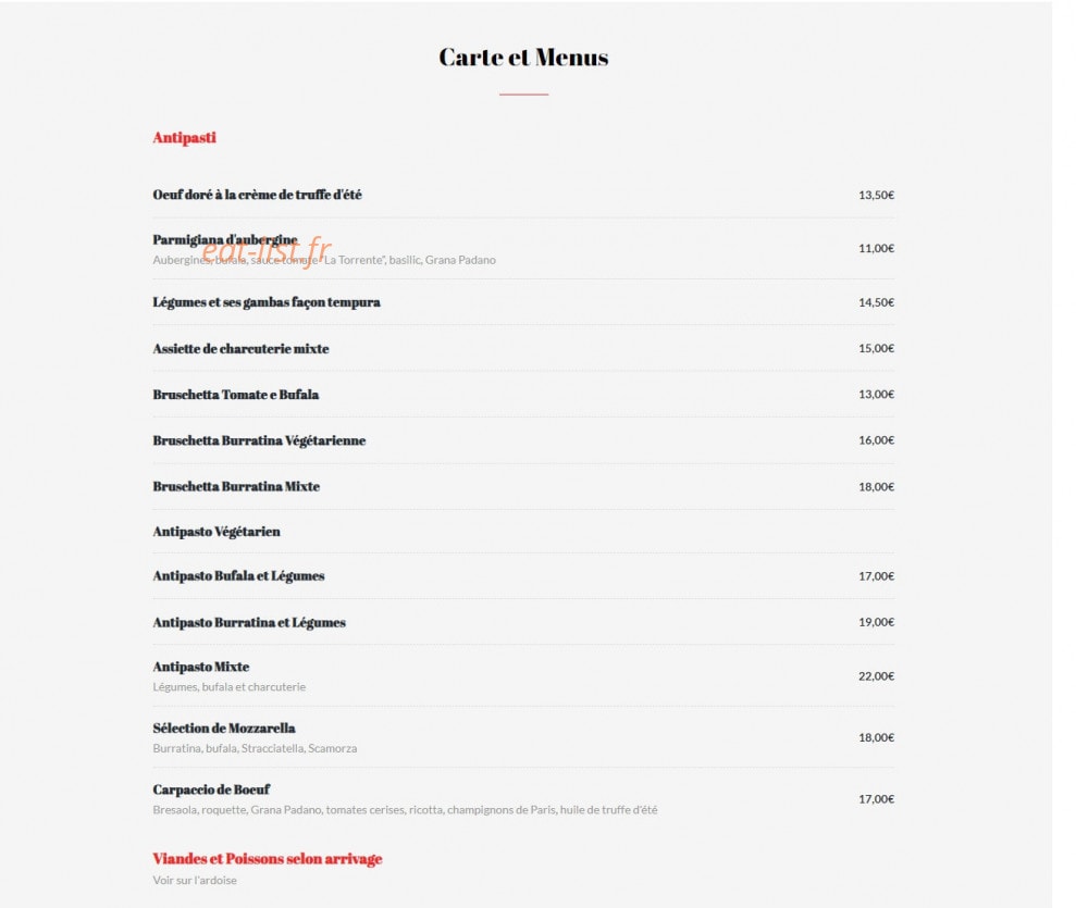 La Cantina — carte page 1