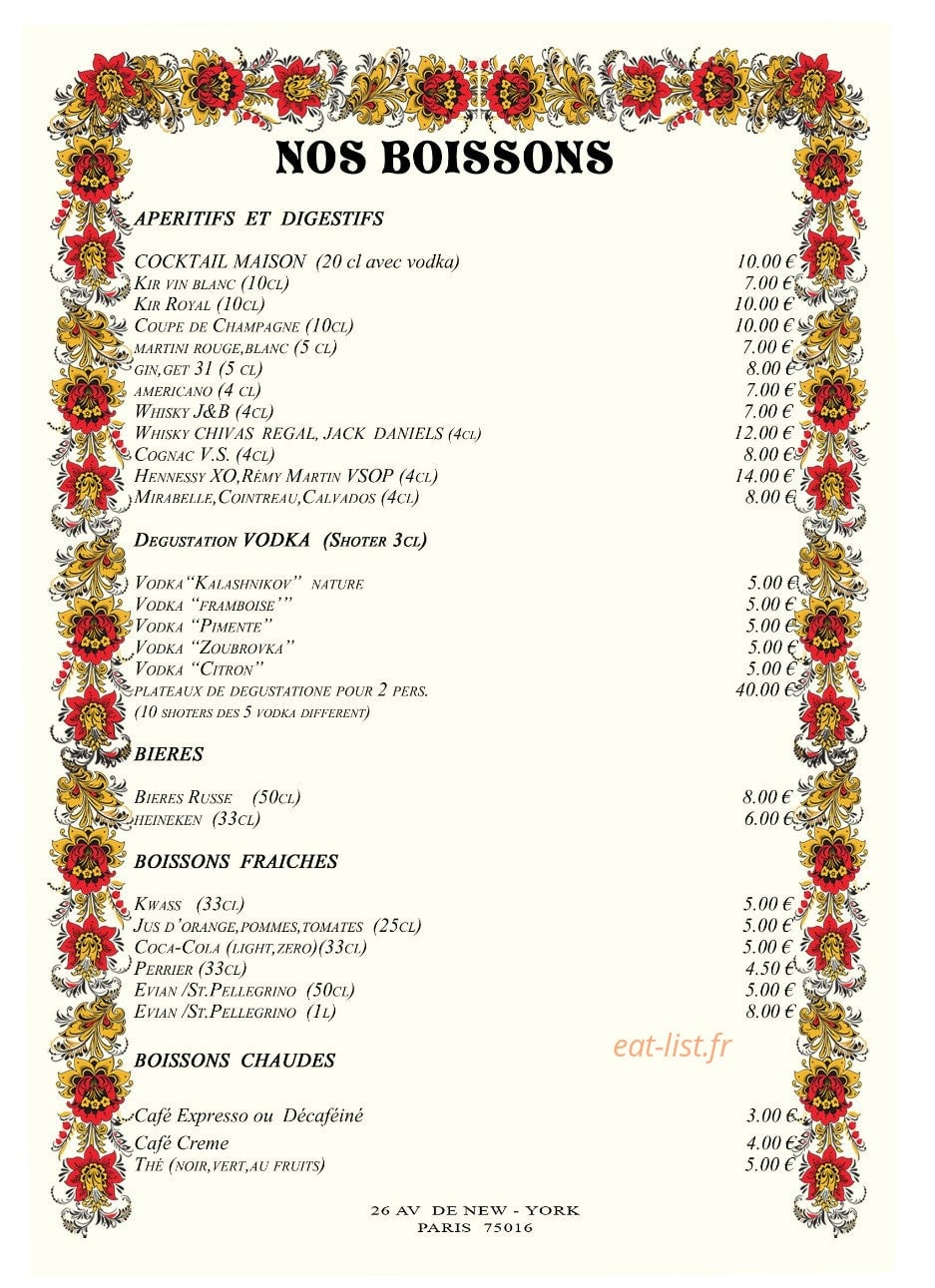 La Cantine Russe — carte page 5