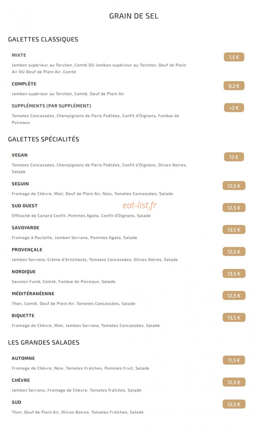 La Crêperie Boileau — carte page 2