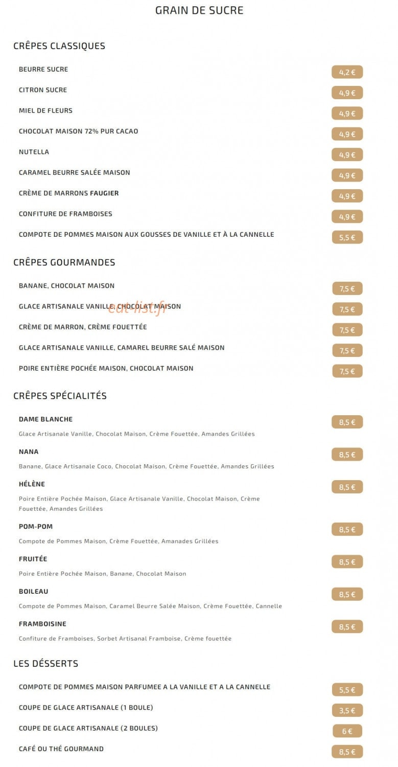 La Crêperie Boileau — carte page 3