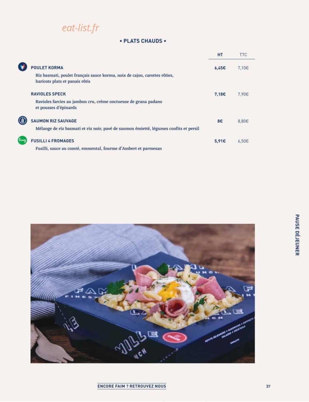 La Famille Finest Lunch — carte page 35