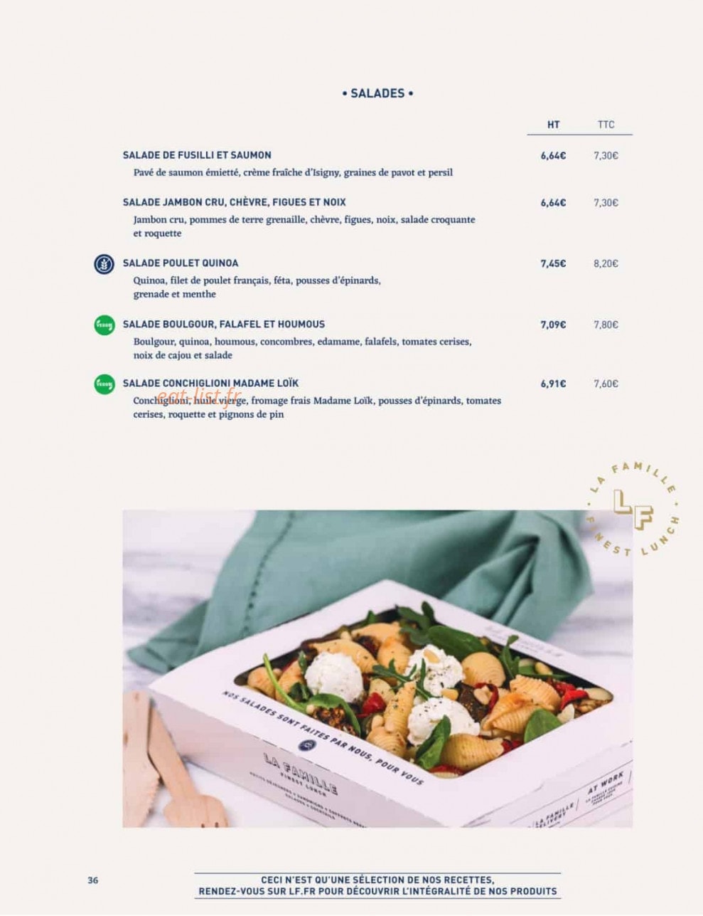 La Famille Finest Lunch — carte page 34