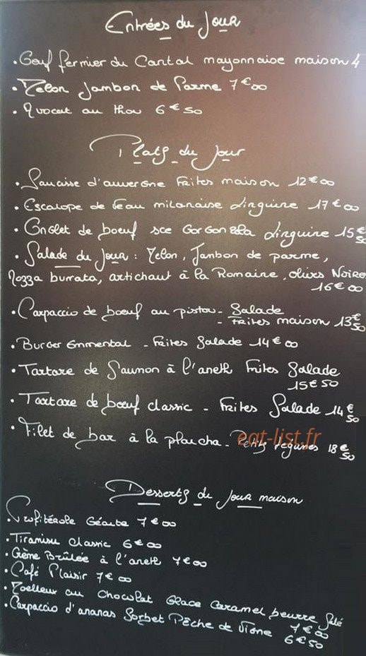 La p'tite table — carte page 1