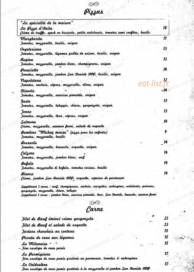 La pizza d'Anita — carte page 2