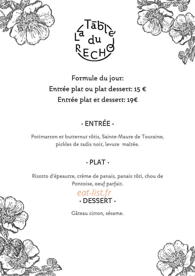 La table du recho — carte page 1