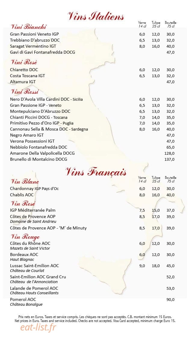 La Trattoria d'Auteuil — carte page 5