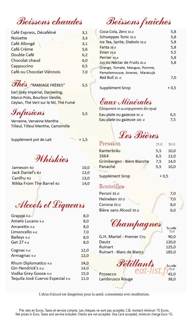 La Trattoria d'Auteuil — carte page 7