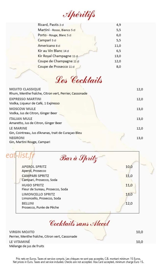La Trattoria d'Auteuil — carte page 6