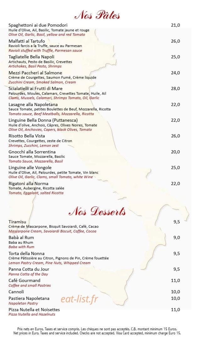 La Trattoria d'Auteuil — carte page 4