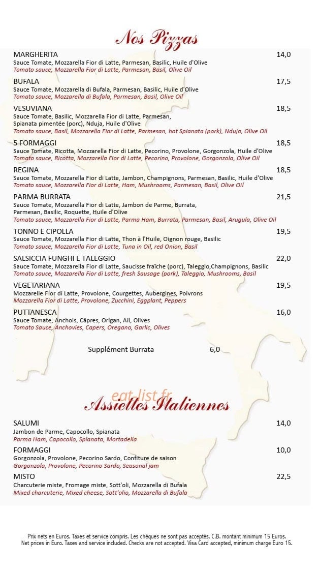 La Trattoria d'Auteuil — carte page 3