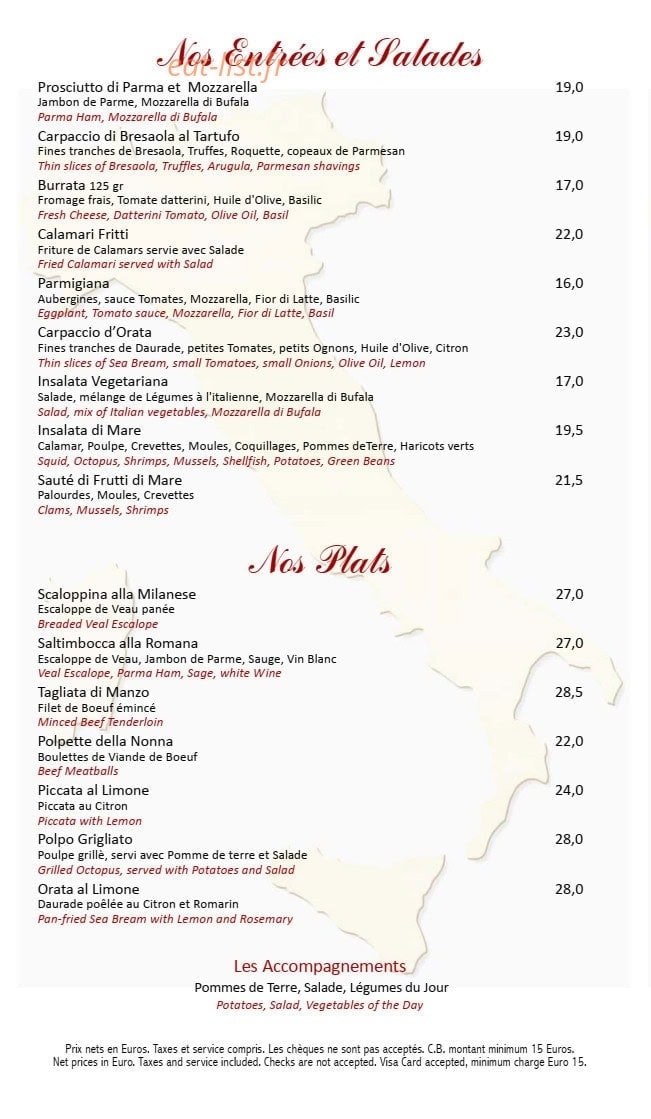 La Trattoria d'Auteuil — carte page 2