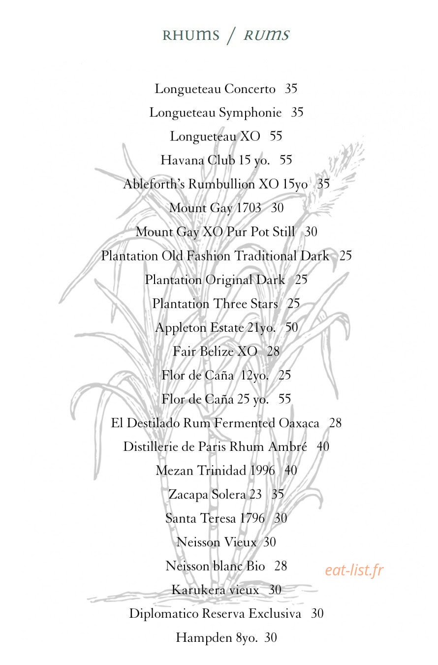 Le Bar Bibliothèque — carte page 17