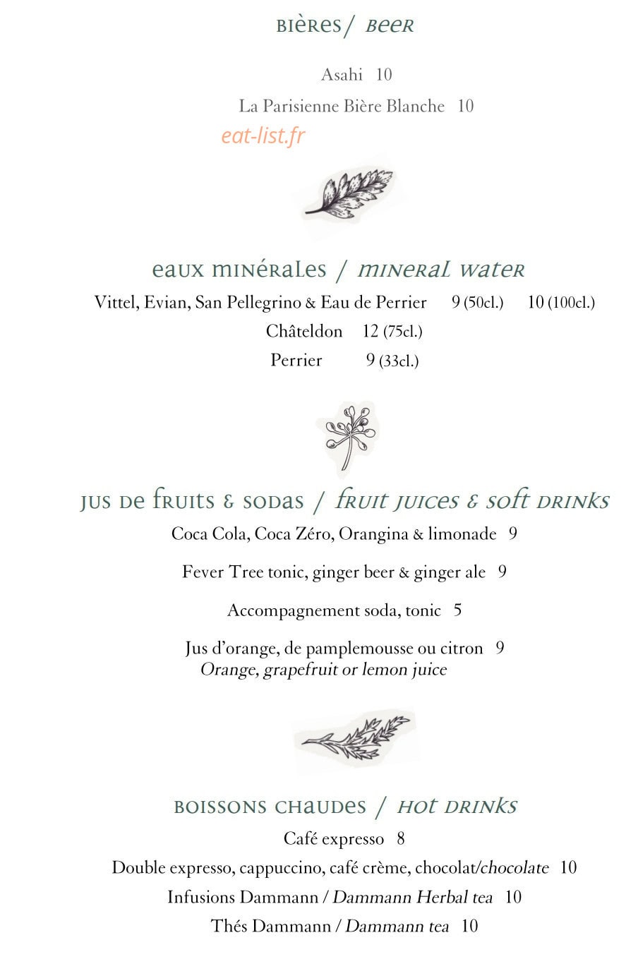 Le Bar Bibliothèque — carte page 21