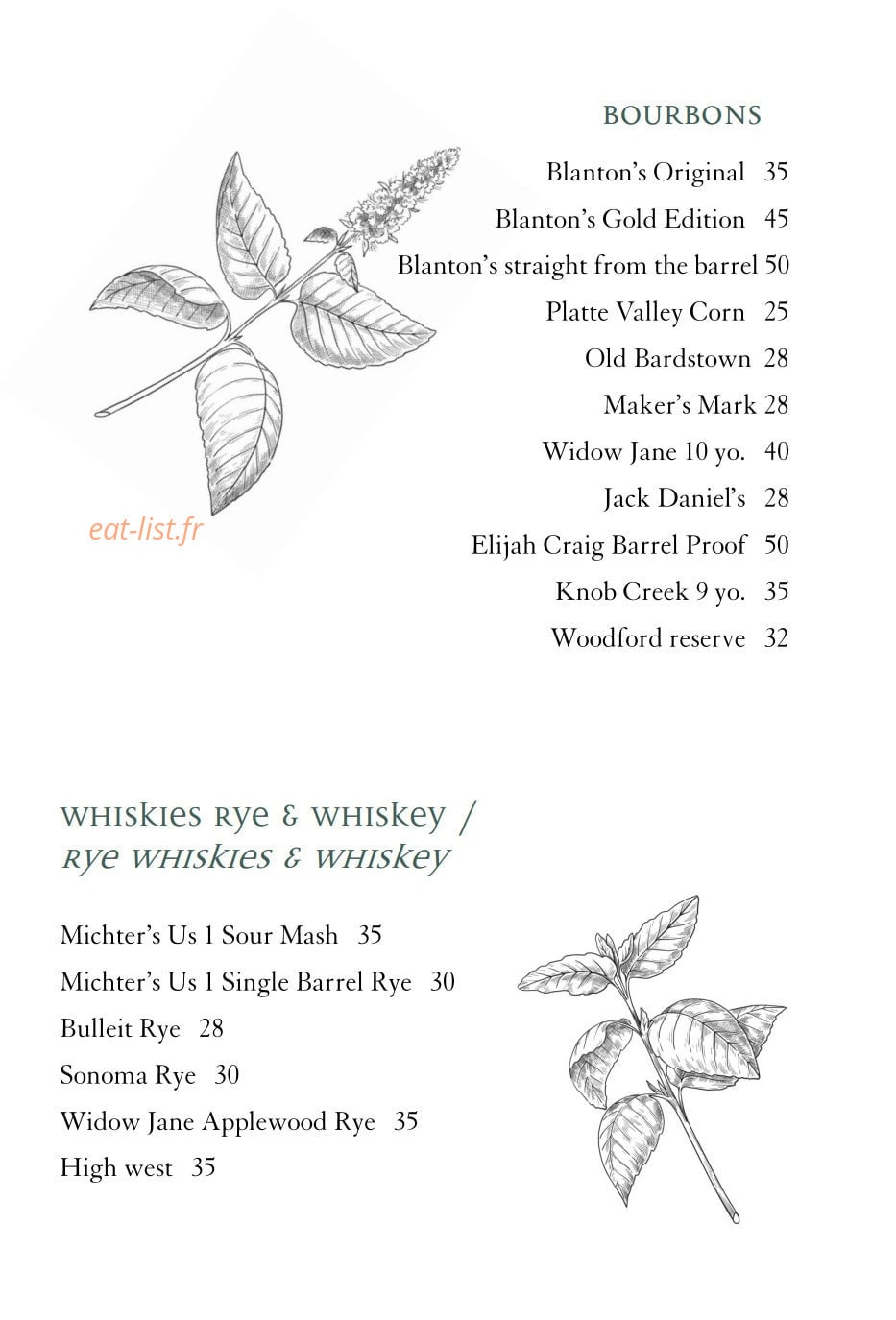 Le Bar Bibliothèque — carte page 10