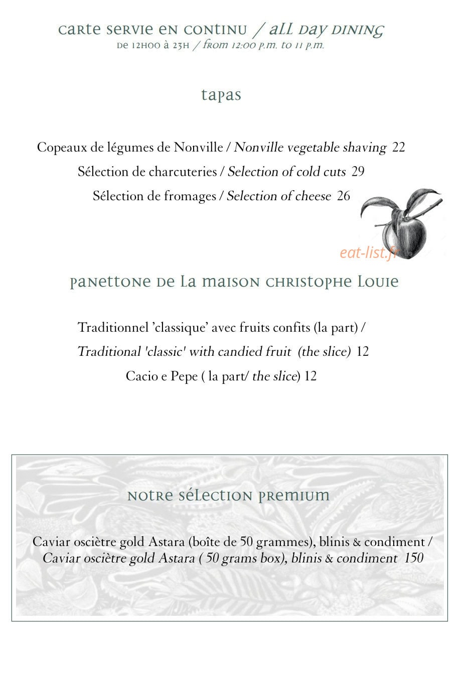 Le Bar Bibliothèque — carte page 6