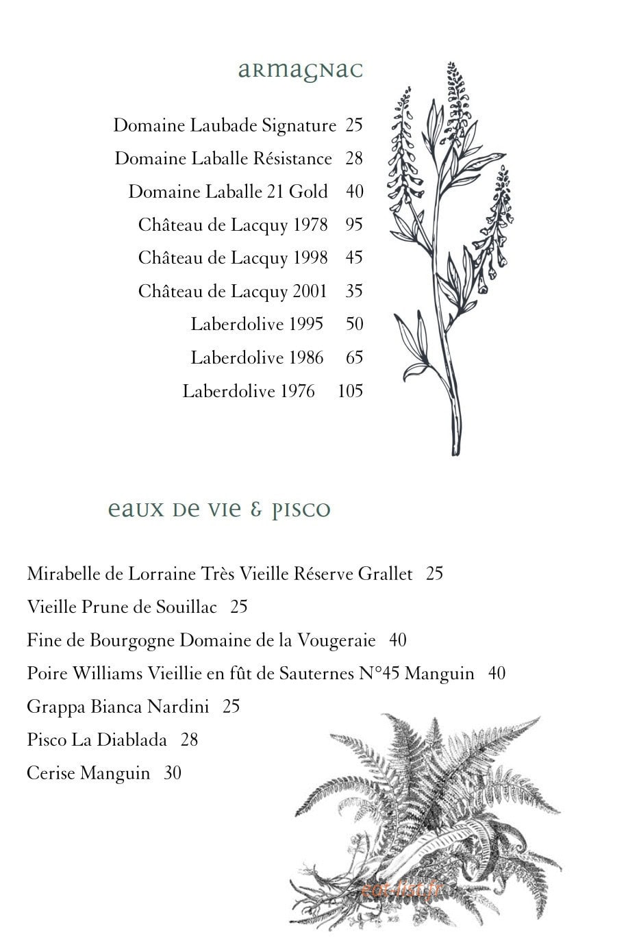 Le Bar Bibliothèque — carte page 11