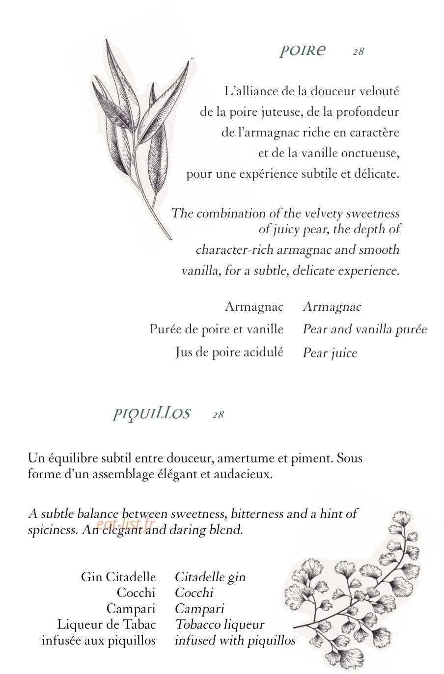 Le Bar Bibliothèque — carte page 2