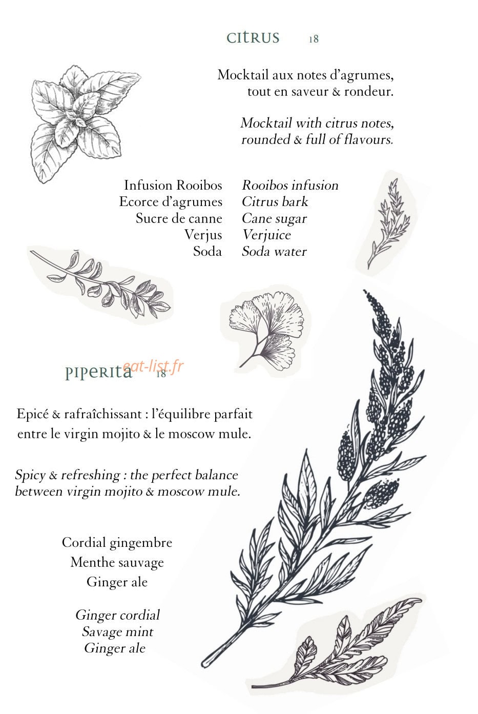 Le Bar Bibliothèque — carte page 8
