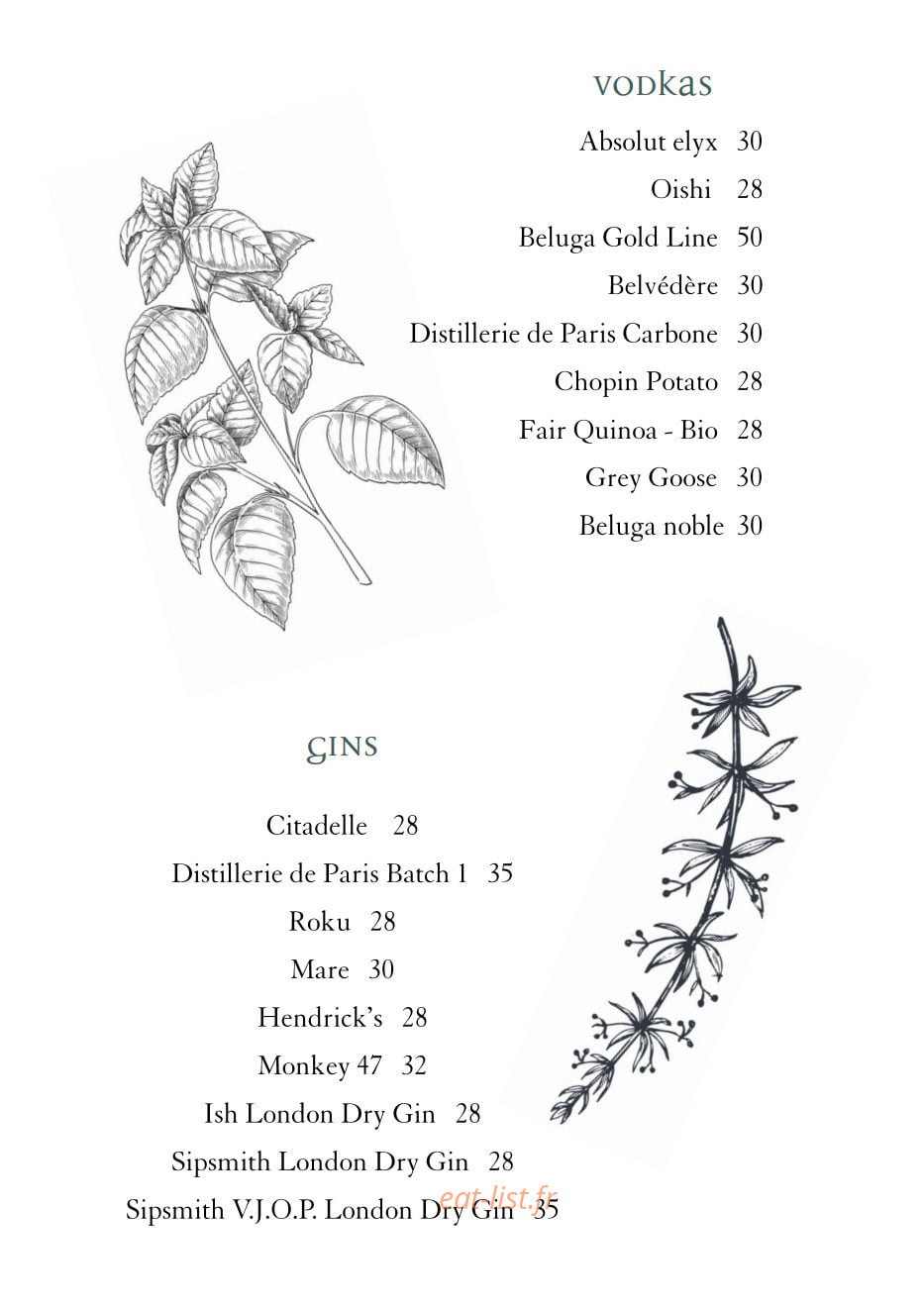 Le Bar Bibliothèque — carte page 9