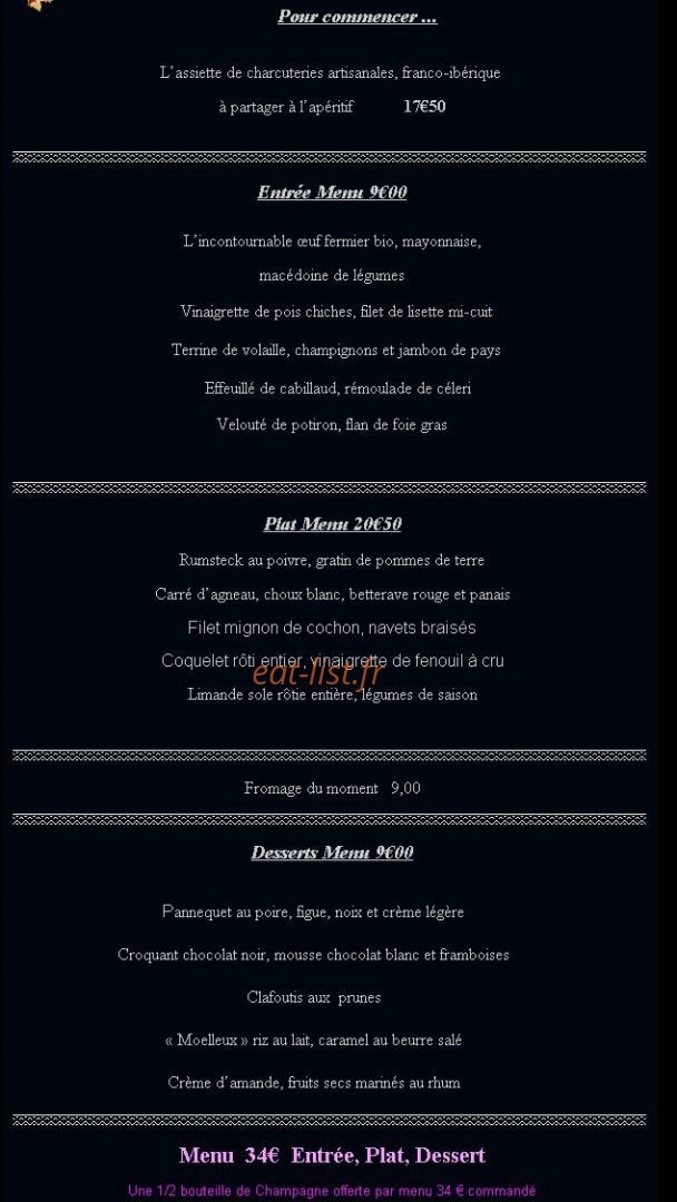 Le Beaujolais d'Auteuil — carte page 1