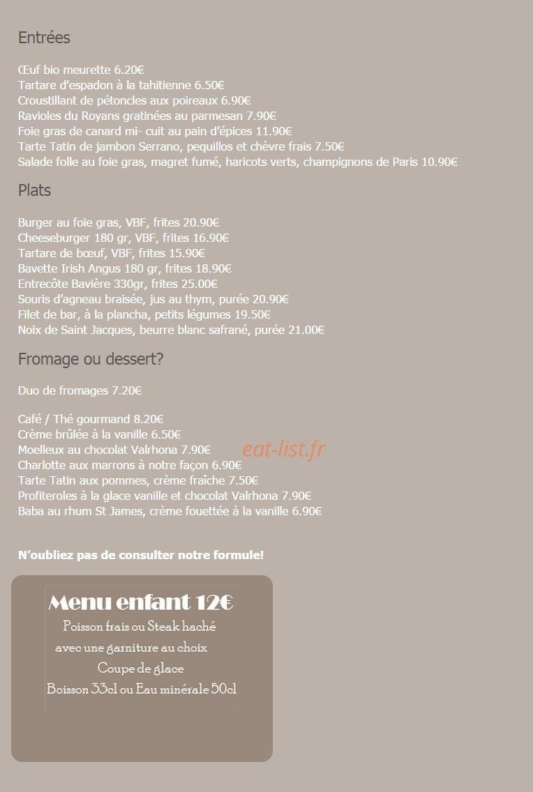 Le Bistrot des vignes — carte page 2