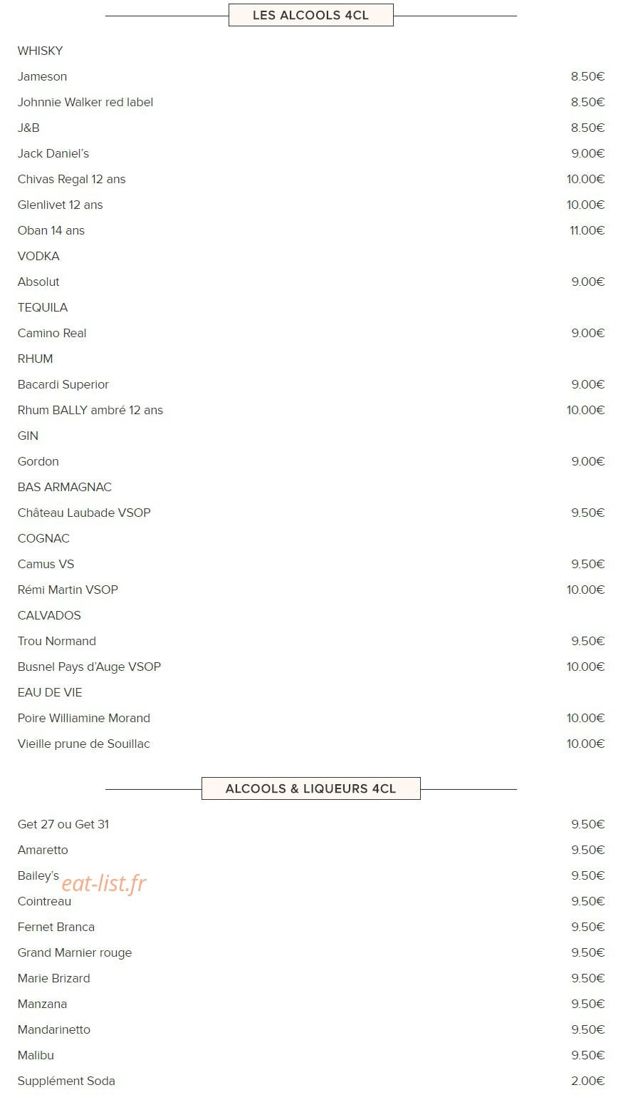 Le Chalet — carte page 8
