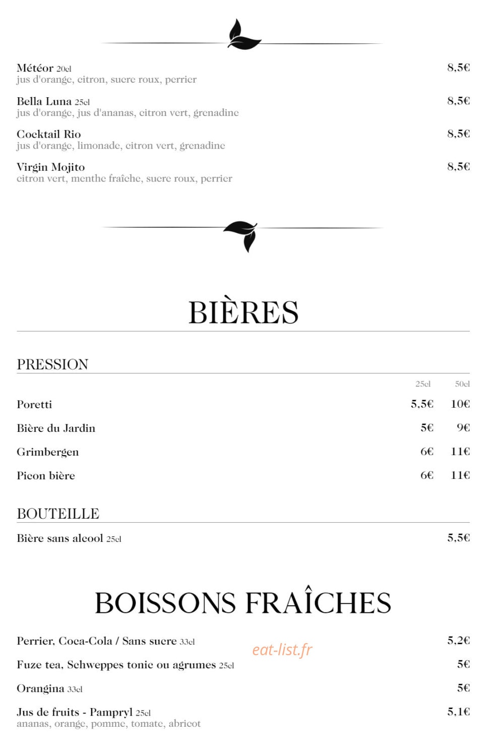 Le Jardin — carte page 8