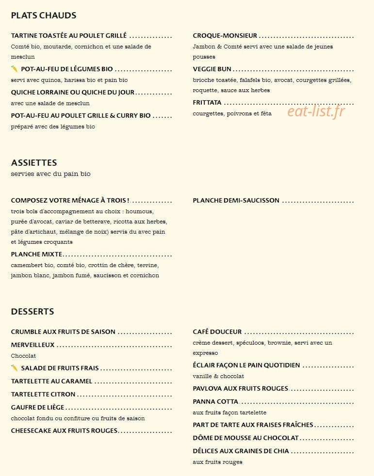 Le Pain Quotidien — carte page 6