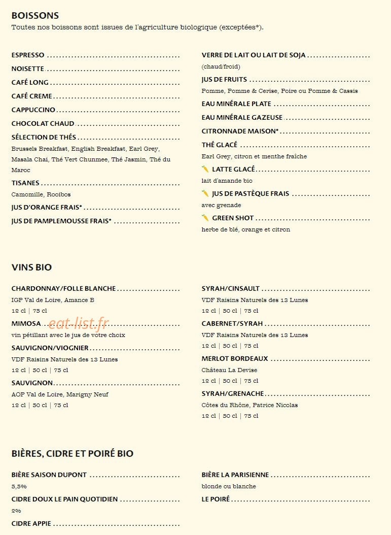 Le Pain Quotidien — carte page 4