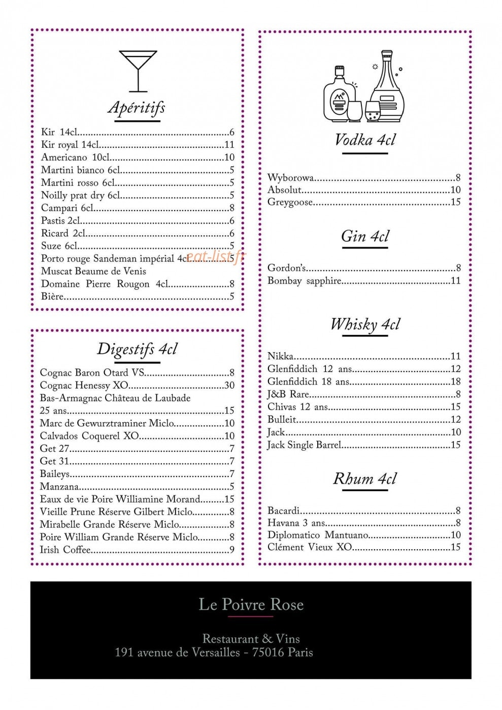 Le Poivre Rose — carte page 6