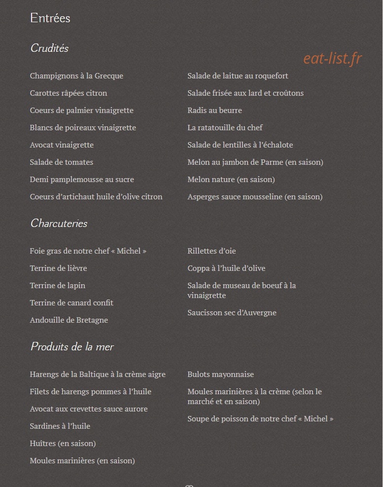 Le Relais du Bois — carte page 1