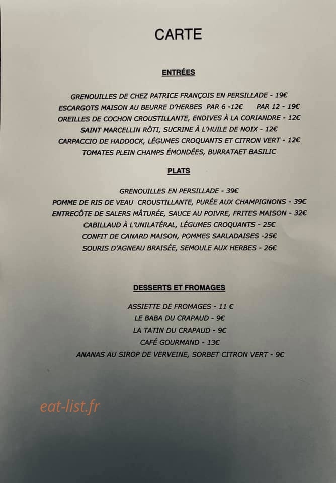 Le Vieux Crapaud — carte page 2