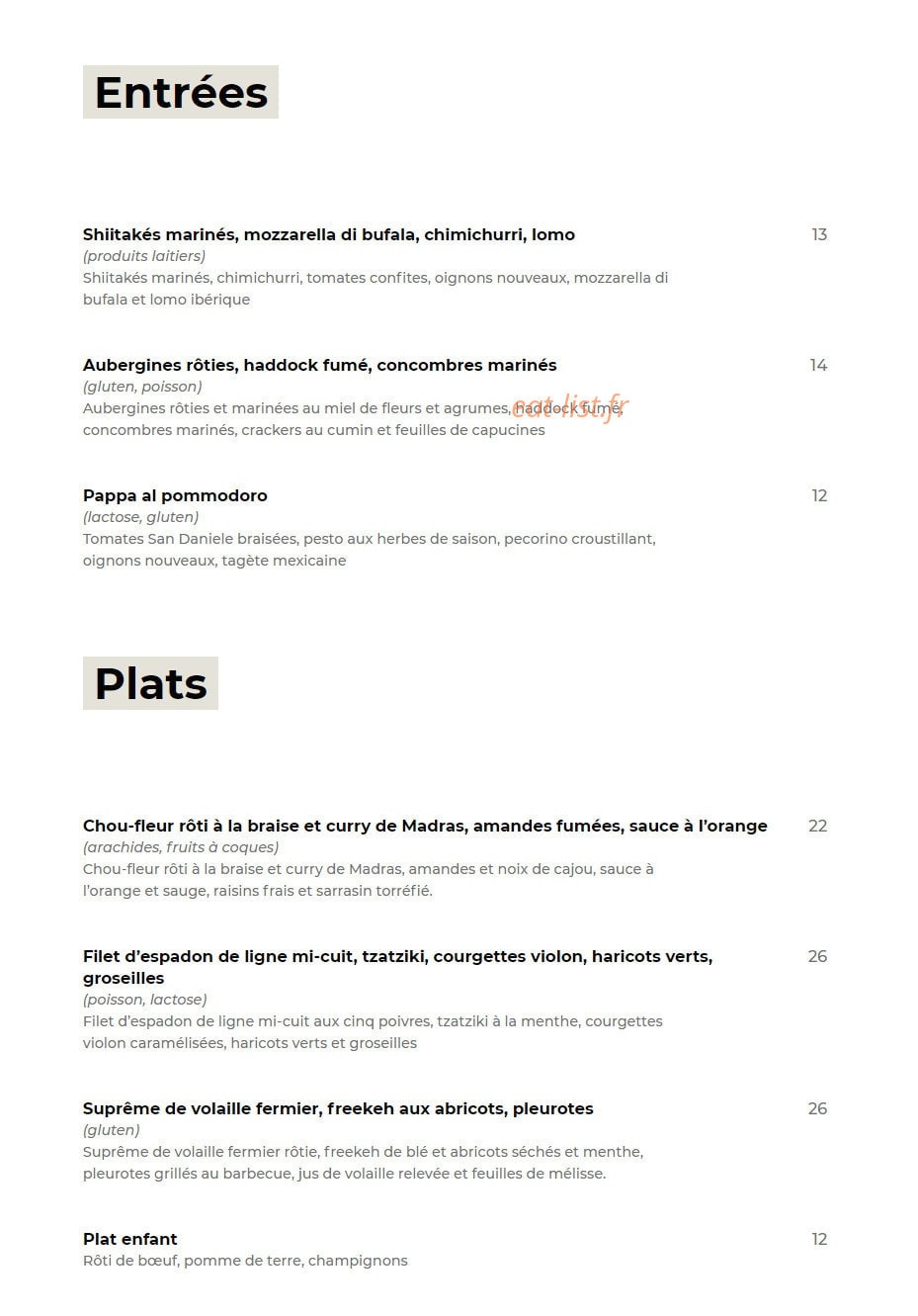 Les Petites Mains — carte page 2