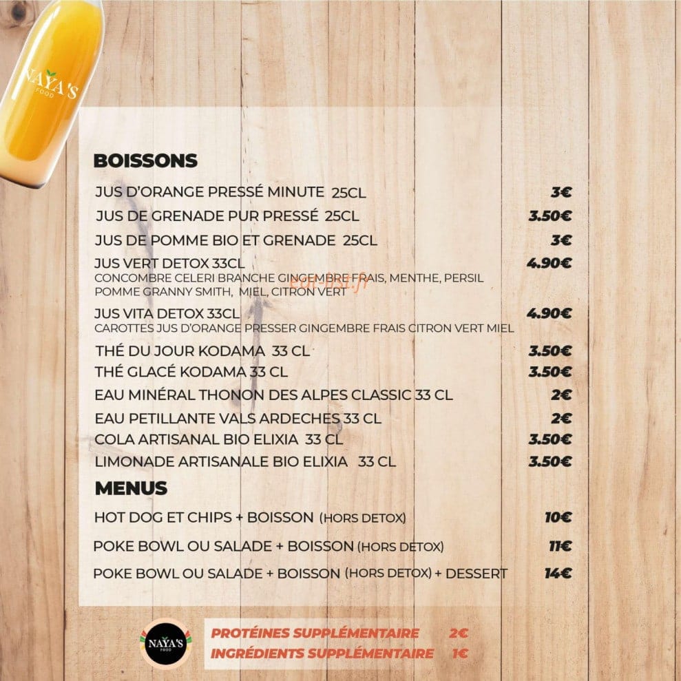 Naya's Food — carte page 3